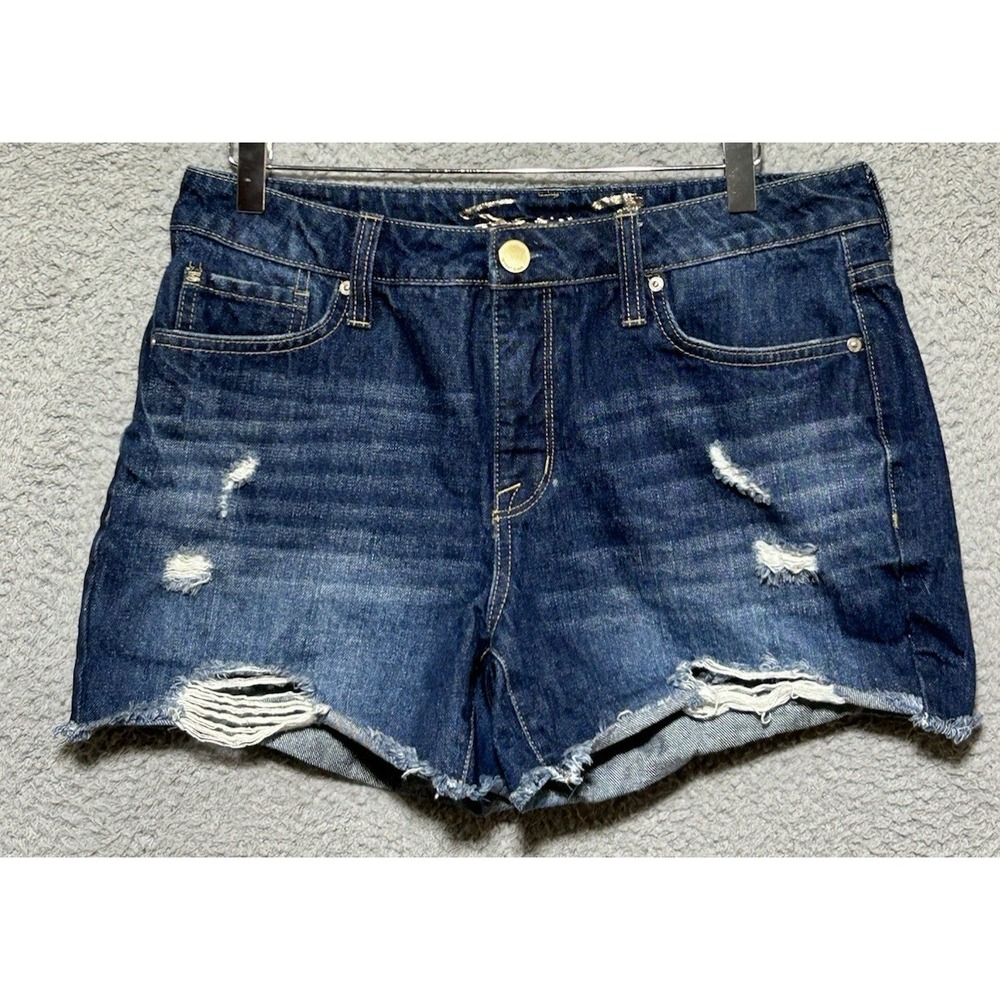 Seven7 Weekend Shorts Womens Size 6 Blue Distressed Denim Stretch Medium Wash